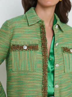 L'AGENCE Spring Collection|Best Sellers|Jeanine Tweed Shirt Jacket Fern Multi Tweed