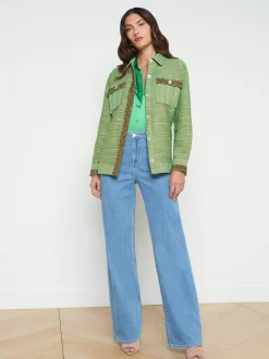 L'AGENCE Spring Collection|Best Sellers|Jeanine Tweed Shirt Jacket Fern Multi Tweed