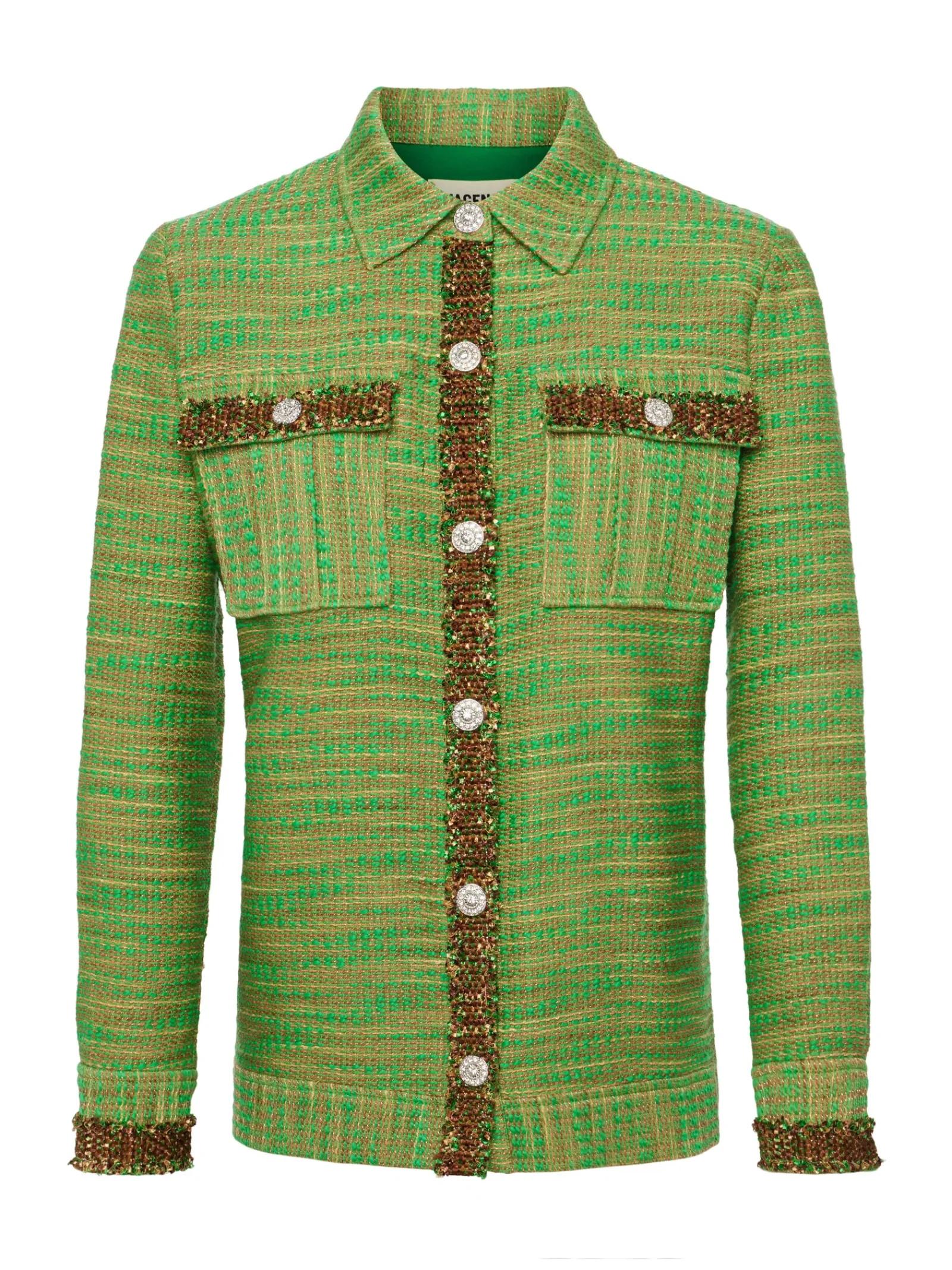 L'AGENCE Spring Collection|Best Sellers|Jeanine Tweed Shirt Jacket Fern Multi Tweed