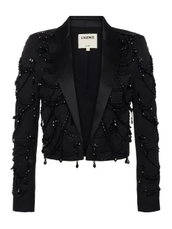 L'AGENCE All Things Black|Spring Collection|Jen Beaded Cropped Blazer Black