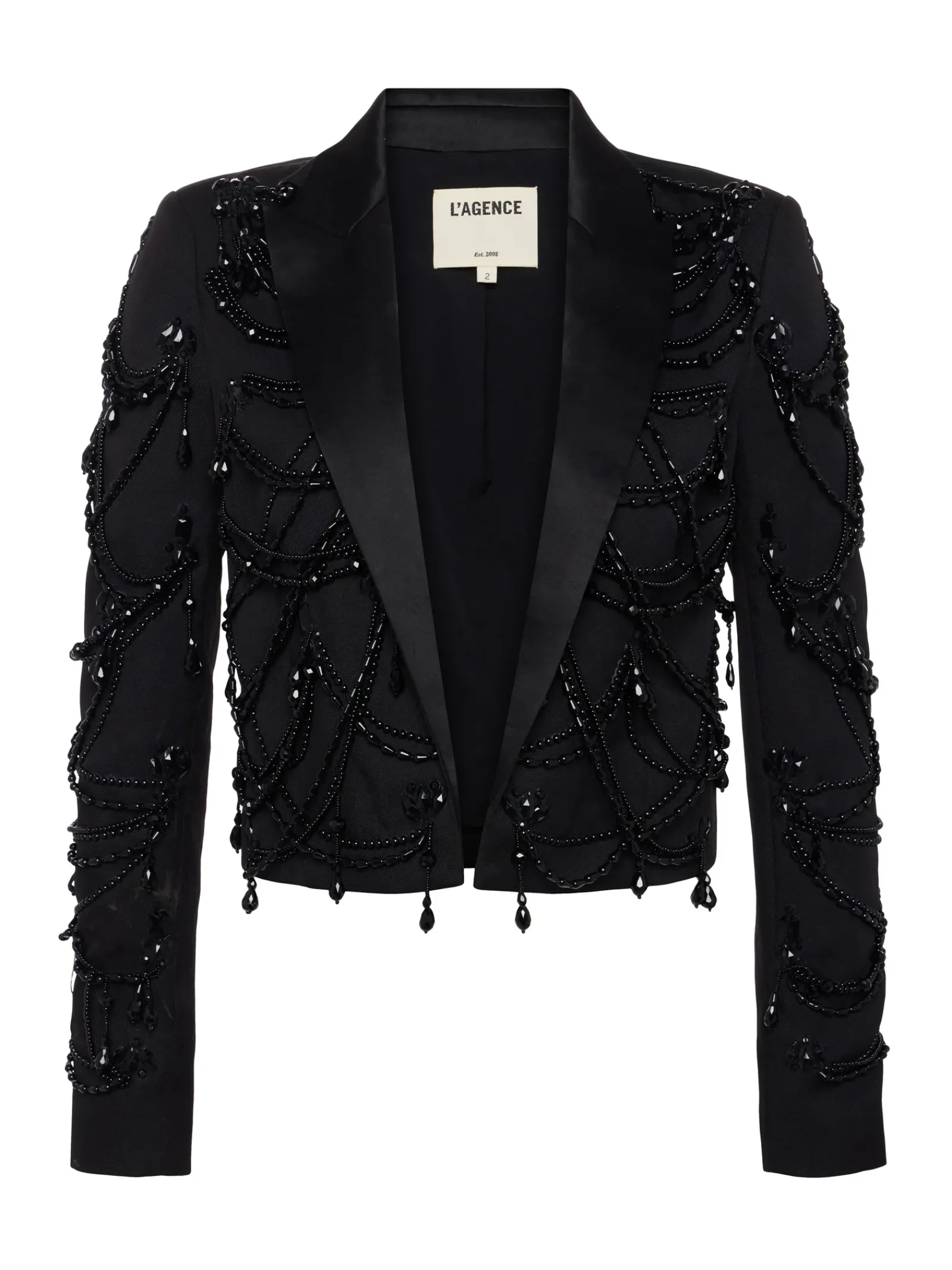 L'AGENCE All Things Black|Spring Collection|Jen Beaded Cropped Blazer Black