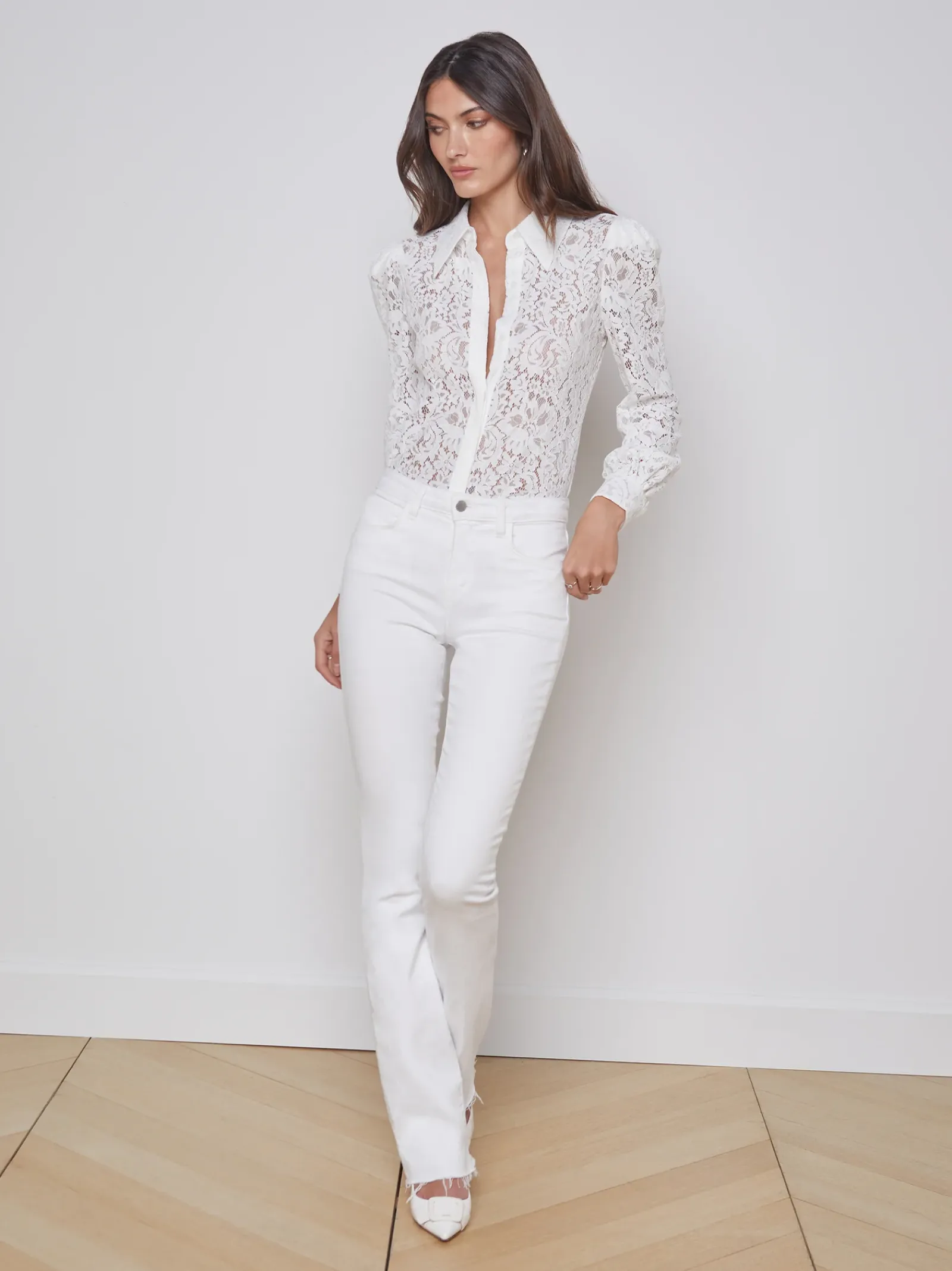 L'AGENCE Nouveau Whites|Best Sellers|Jenica Lace Blouse Ivory