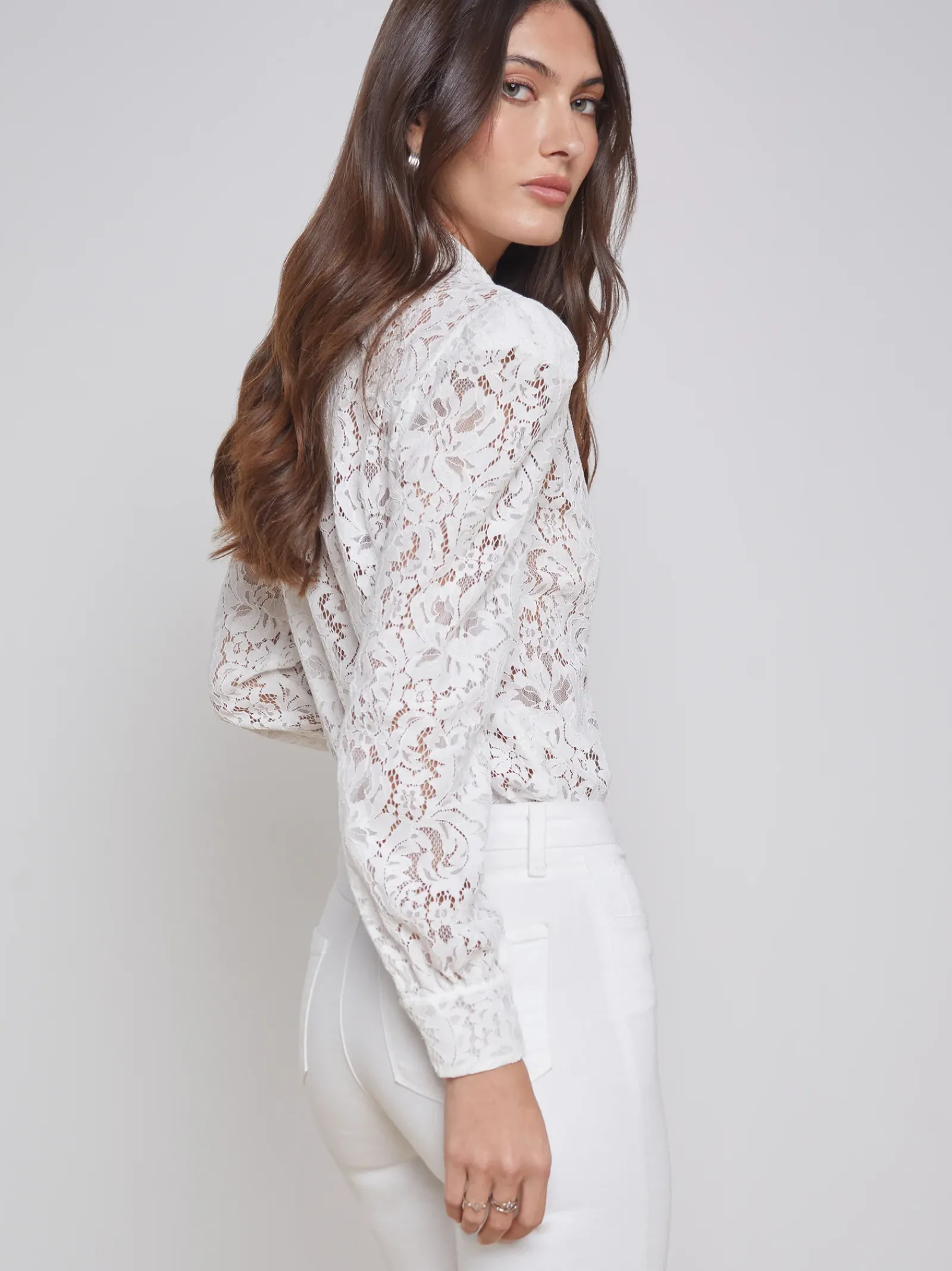 L'AGENCE Nouveau Whites|Best Sellers|Jenica Lace Blouse Ivory