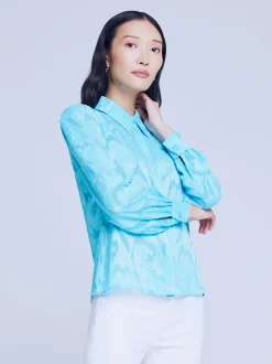 L'AGENCE Blouses & Tops|Jenica Lace Blouse Aqua