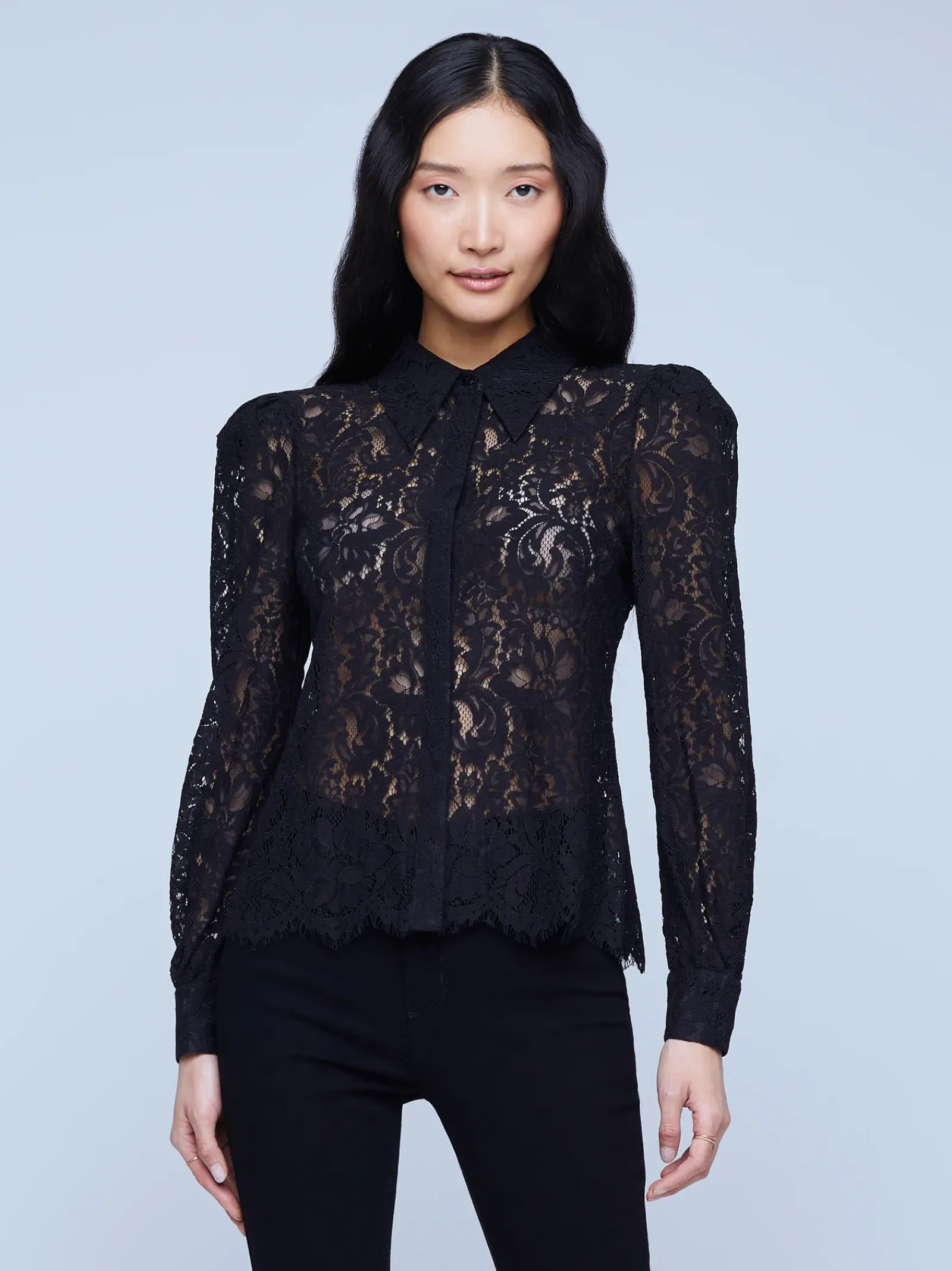 L'AGENCE All Things Black|Essentials|Jenica Lace Blouse Black Lace