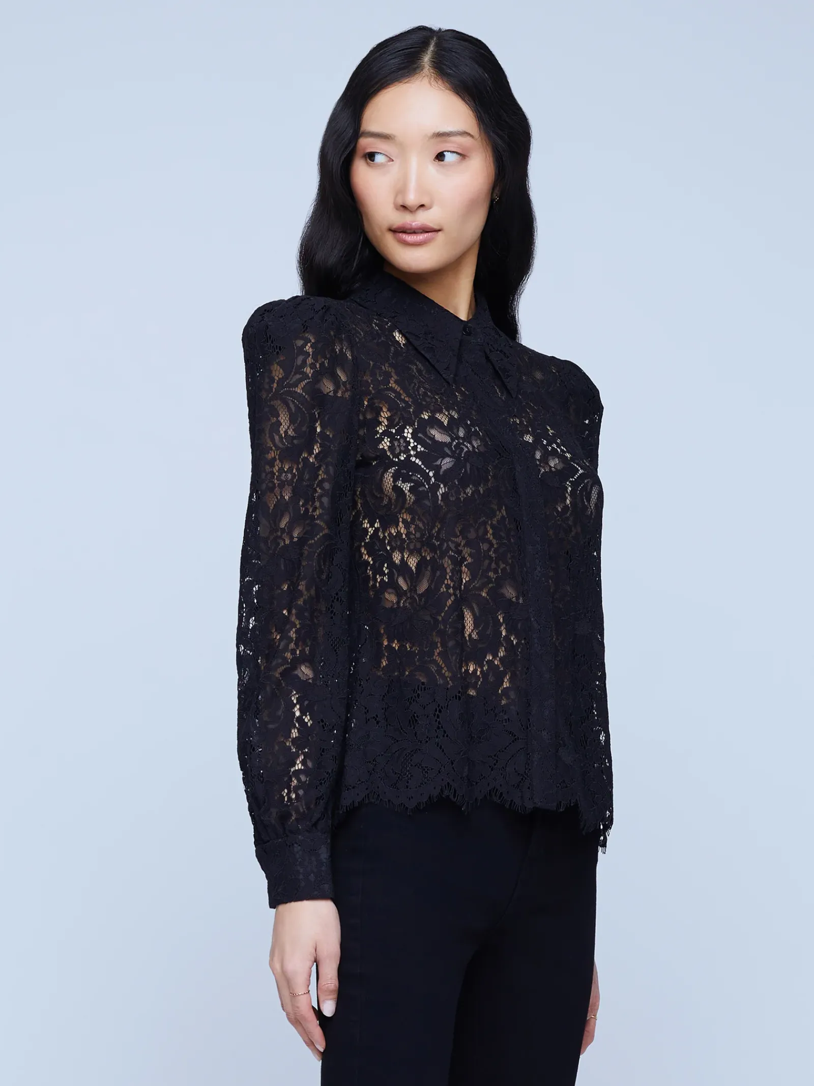 L'AGENCE All Things Black|Essentials|Jenica Lace Blouse Black Lace