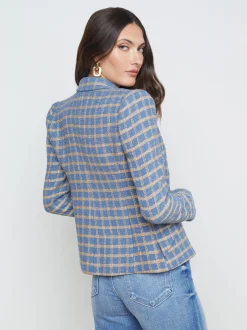 L'AGENCE Resort Collection|Blazers & Jackets|Jennah Blazer Blue Horizon/Gold Plaid