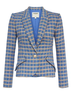 L'AGENCE Resort Collection|Blazers & Jackets|Jennah Blazer Blue Horizon/Gold Plaid