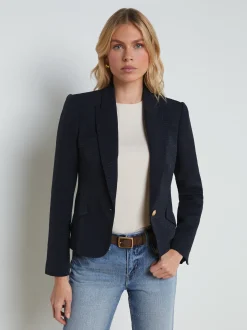 L'AGENCE Spring Collection|Blazers & Jackets|Jennah Textured Blazer Midnight/Oversized Chain