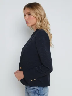 L'AGENCE Spring Collection|Blazers & Jackets|Jennah Textured Blazer Midnight/Oversized Chain