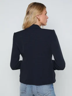 L'AGENCE Spring Collection|Blazers & Jackets|Jennah Textured Blazer Midnight/Oversized Chain