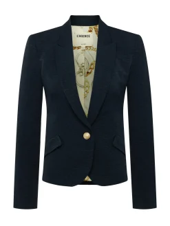 L'AGENCE Spring Collection|Blazers & Jackets|Jennah Textured Blazer Midnight/Oversized Chain