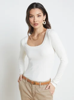 L'AGENCE Resort Collection|Tees|Joanna Long Sleeve Tee Off White