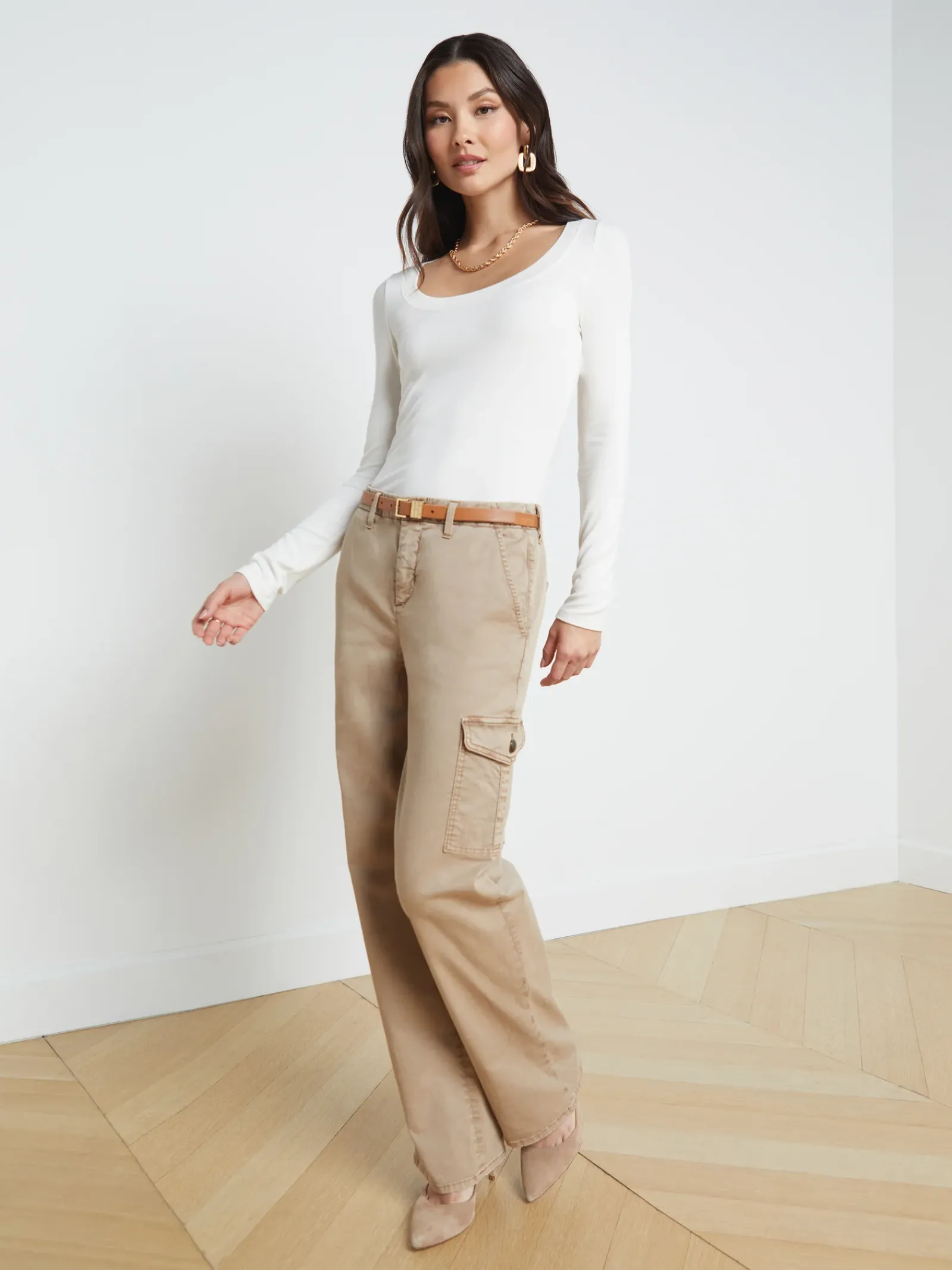 L'AGENCE Resort Collection|Tees|Joanna Long Sleeve Tee Off White