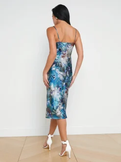 L'AGENCE Online Exclusives|Spring Collection|Jodie Silk Slip Dress Multi Butterfly Cloud