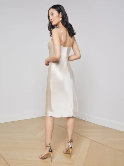 L'AGENCE Maternity|Essentials|Jodie Silk Slip Dress Champagne