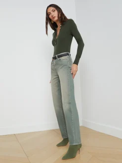 L'AGENCE Back in Stock|Resort Collection|Jones Ultra High-Rise Stovepipe Jean Jade Green
