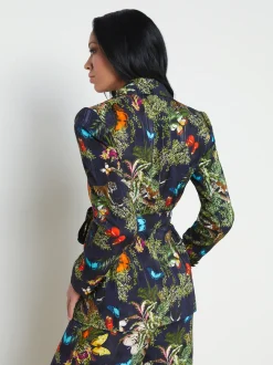L'AGENCE Sets|Spring Collection|Jordana Wrap Blazer Black Multi Butterfly Tiger Jungle