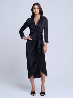 L'AGENCE All Things Black|Silks|Kadi Silk Wrap Dress Black