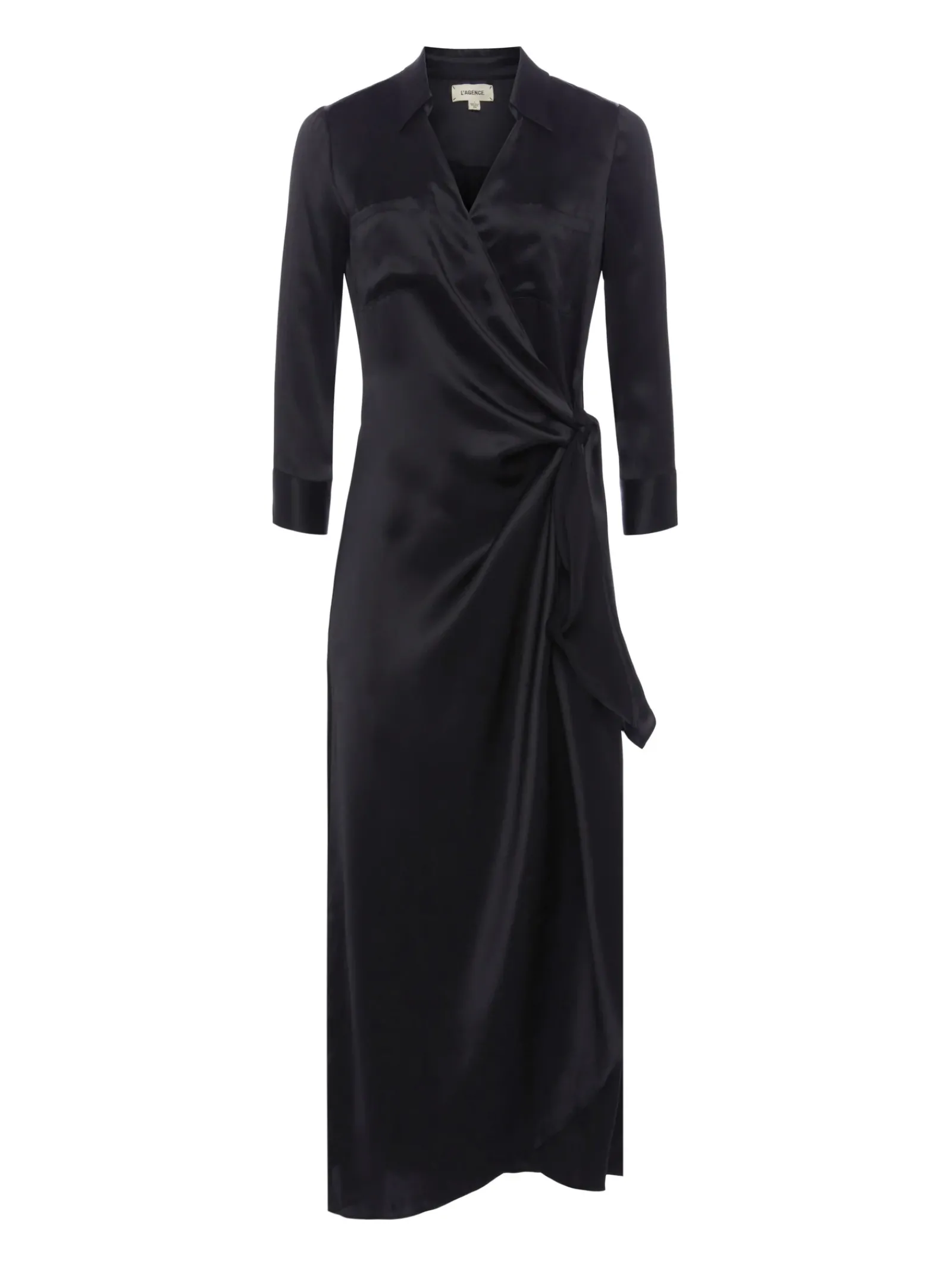 L'AGENCE All Things Black|Silks|Kadi Silk Wrap Dress Black