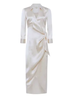L'AGENCE Silks|Dresses & Jumpsuits|Kadi Silk Wrap Dress Champagne