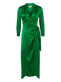L'AGENCE Spring Collection|Silks|Kadi Silk Wrap Dress Sea Green