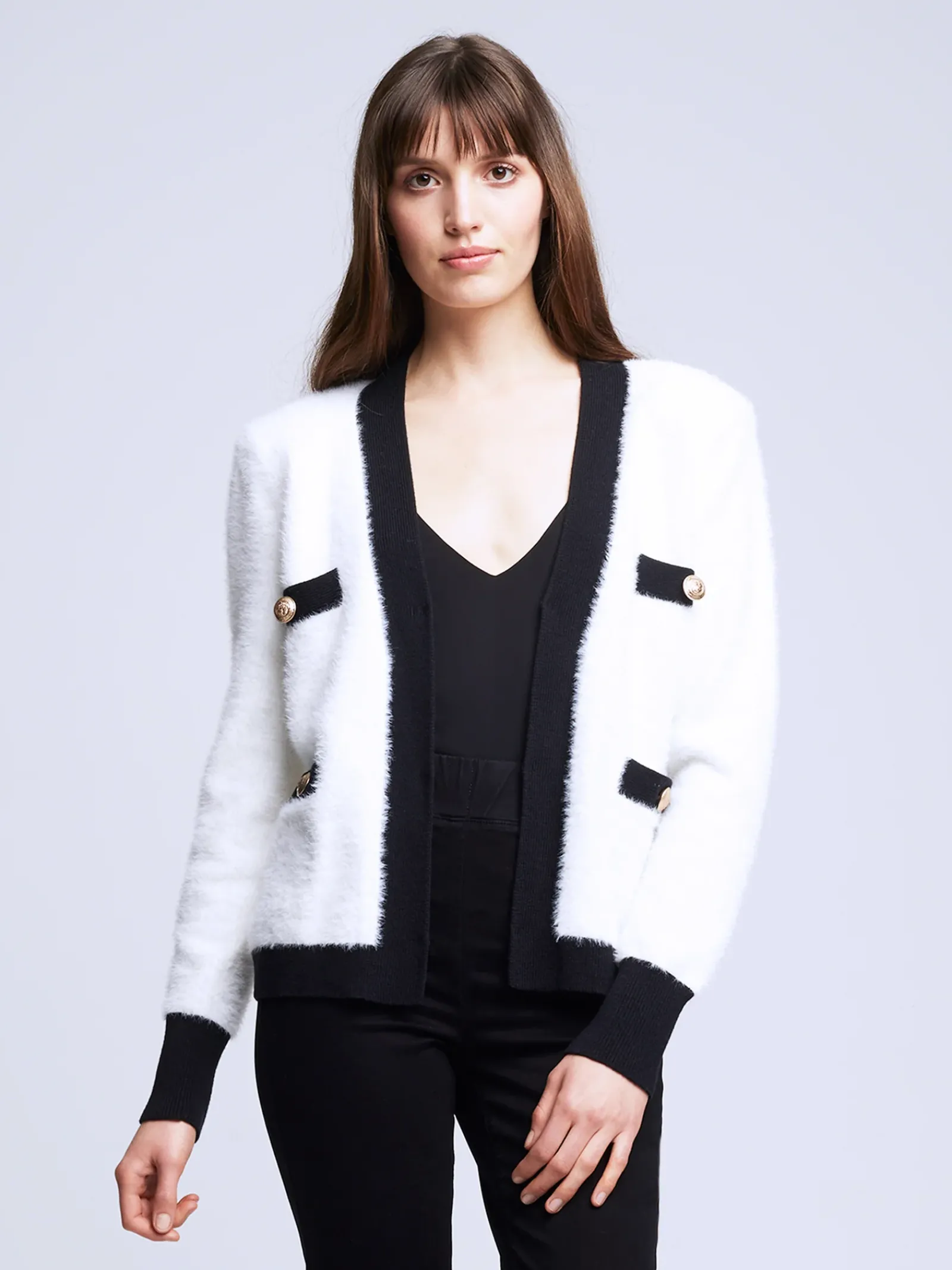 L'AGENCE Knitwear|Blouses & Tops|Kai Cardigan White/Black