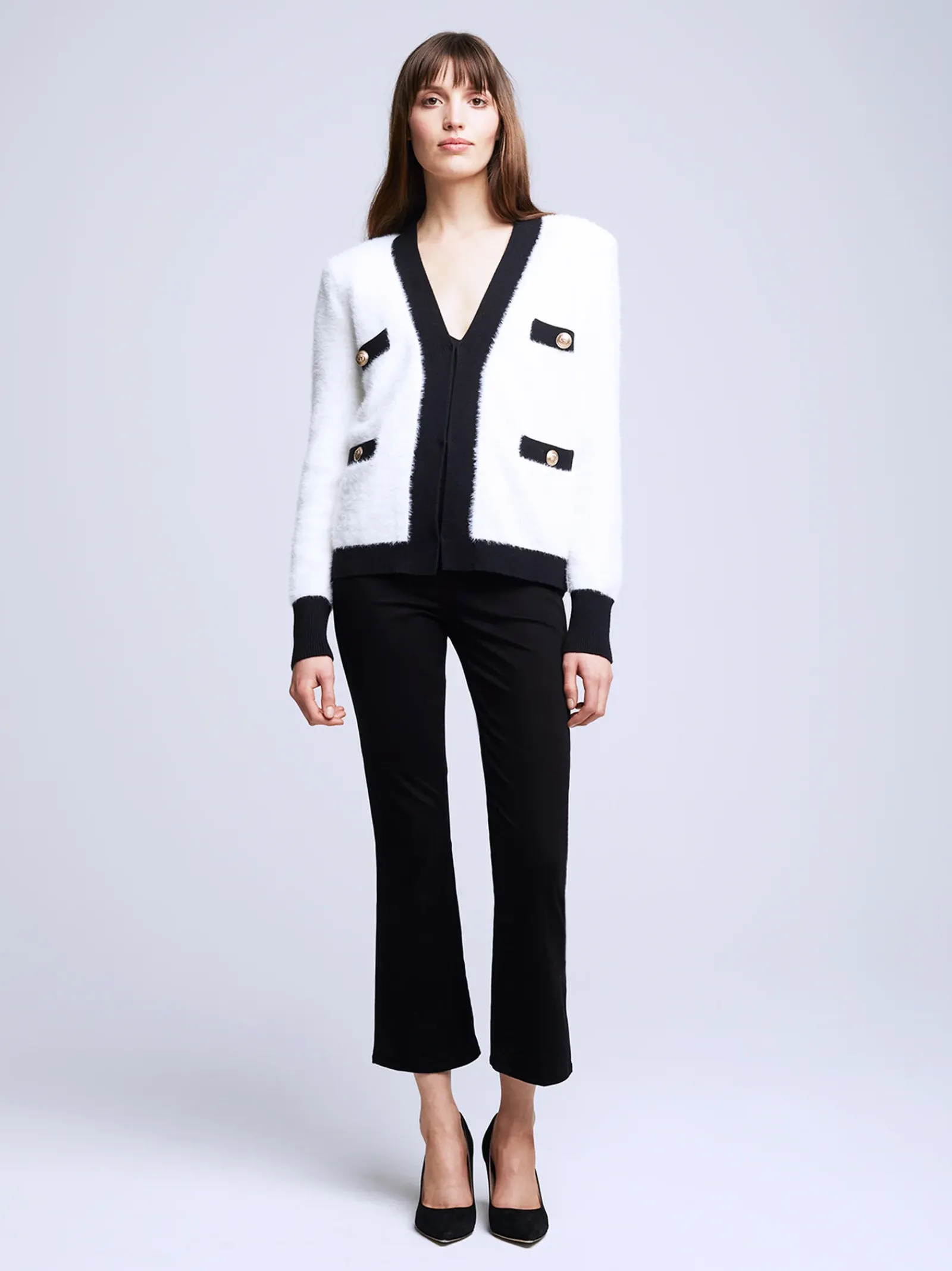 L'AGENCE Knitwear|Blouses & Tops|Kai Cardigan White/Black