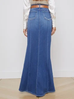 L'AGENCE Aged Denim|Pants, Shorts & Skirts|Kailani Denim Skirt Athos