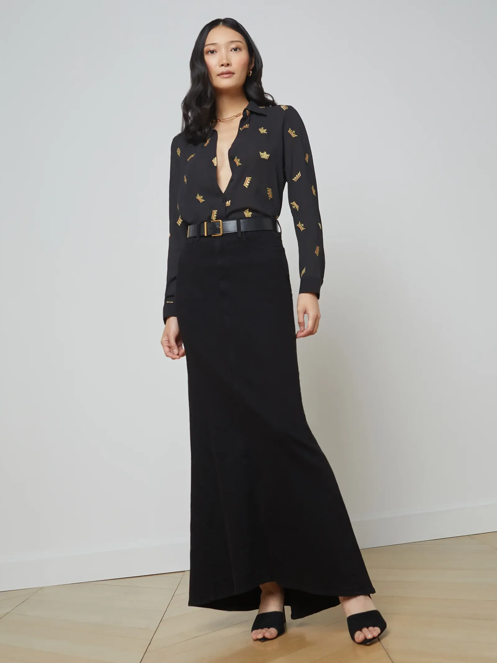 L'AGENCE Maternity|Pants, Shorts & Skirts|Kailani Denim Skirt Saturated Black