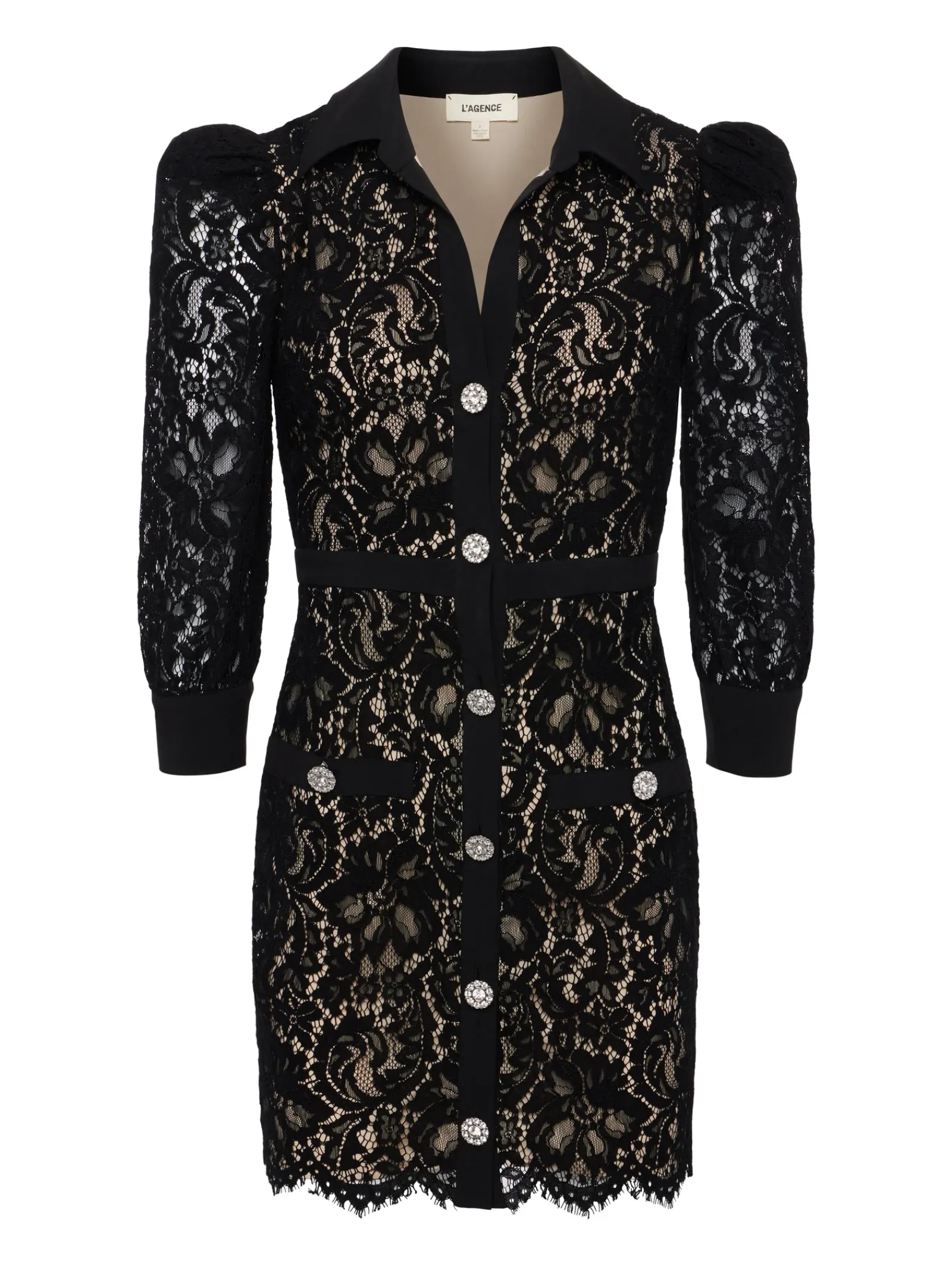L'AGENCE All Things Black|Spring Collection|Kamala Lace Mini Dress Black