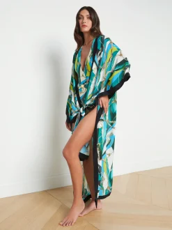 L'AGENCE Spring Collection|Swimwear|Kara Silk-Blend Kimono Cover-up Multi
