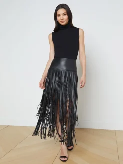 L'AGENCE Resort Collection|All Things Black|Karolina Fringe Skirt Black