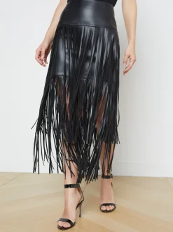 L'AGENCE Resort Collection|All Things Black|Karolina Fringe Skirt Black