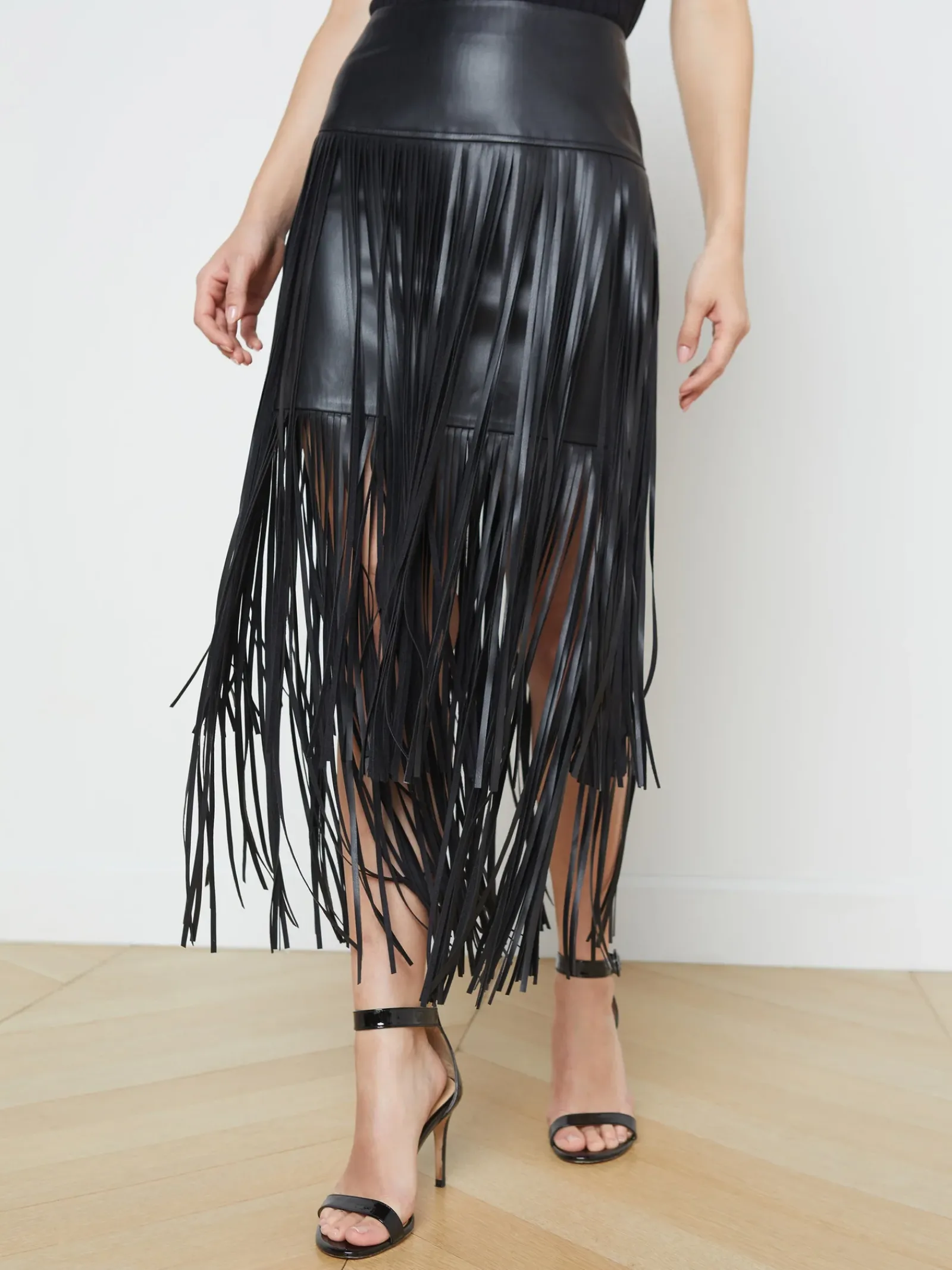 L'AGENCE Resort Collection|All Things Black|Karolina Fringe Skirt Black