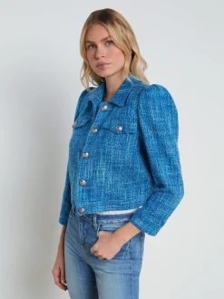 L'AGENCE Spring Collection|Blazers & Jackets|Kasey Tweed Jacket Caribbean Blue Multi Tweed