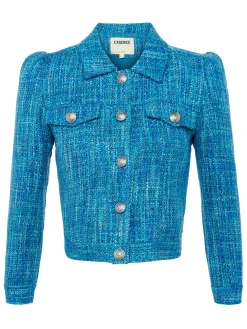 L'AGENCE Spring Collection|Blazers & Jackets|Kasey Tweed Jacket Caribbean Blue Multi Tweed