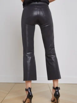L'AGENCE All Things Black|Back in Stock|Kendra Coated Cropped Flare Jean Noir Coated