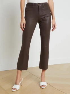 L'AGENCE Petite|Flare & Bootcut|Kendra Coated Cropped Flare Jean Espresso Coated