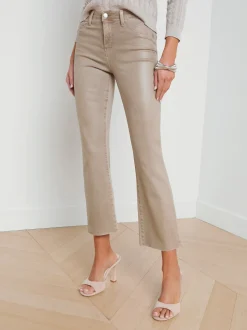 L'AGENCE Petite|Flare & Bootcut|Kendra Coated Cropped Flare Jean Rye Coated