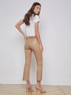 L'AGENCE Petite|Flare & Bootcut|Kendra Coated Cropped Flare Jean Cappuccino Coated