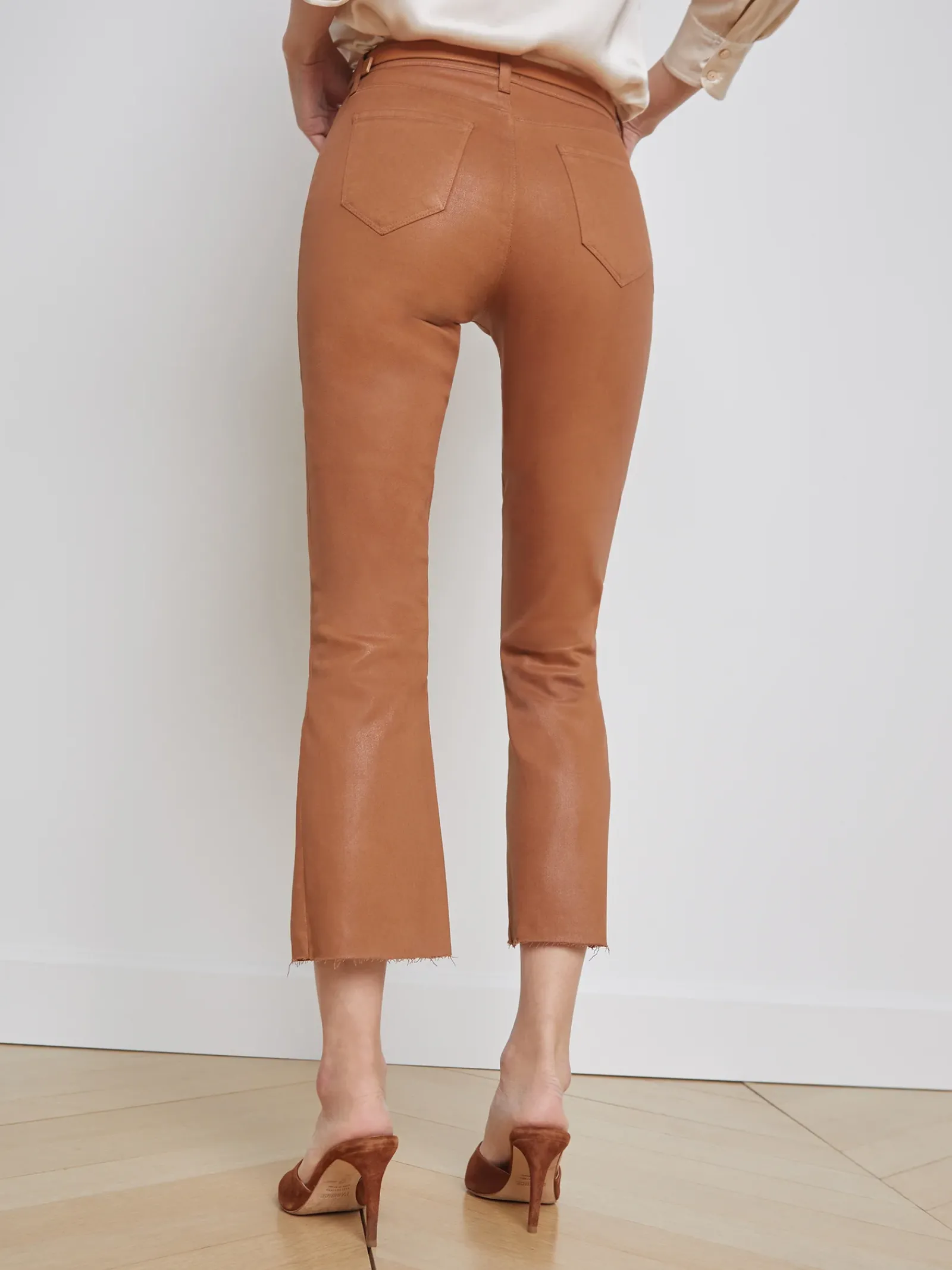 L'AGENCE Petite|Flare & Bootcut|Kendra Coated Cropped Flare Jean Java Coated