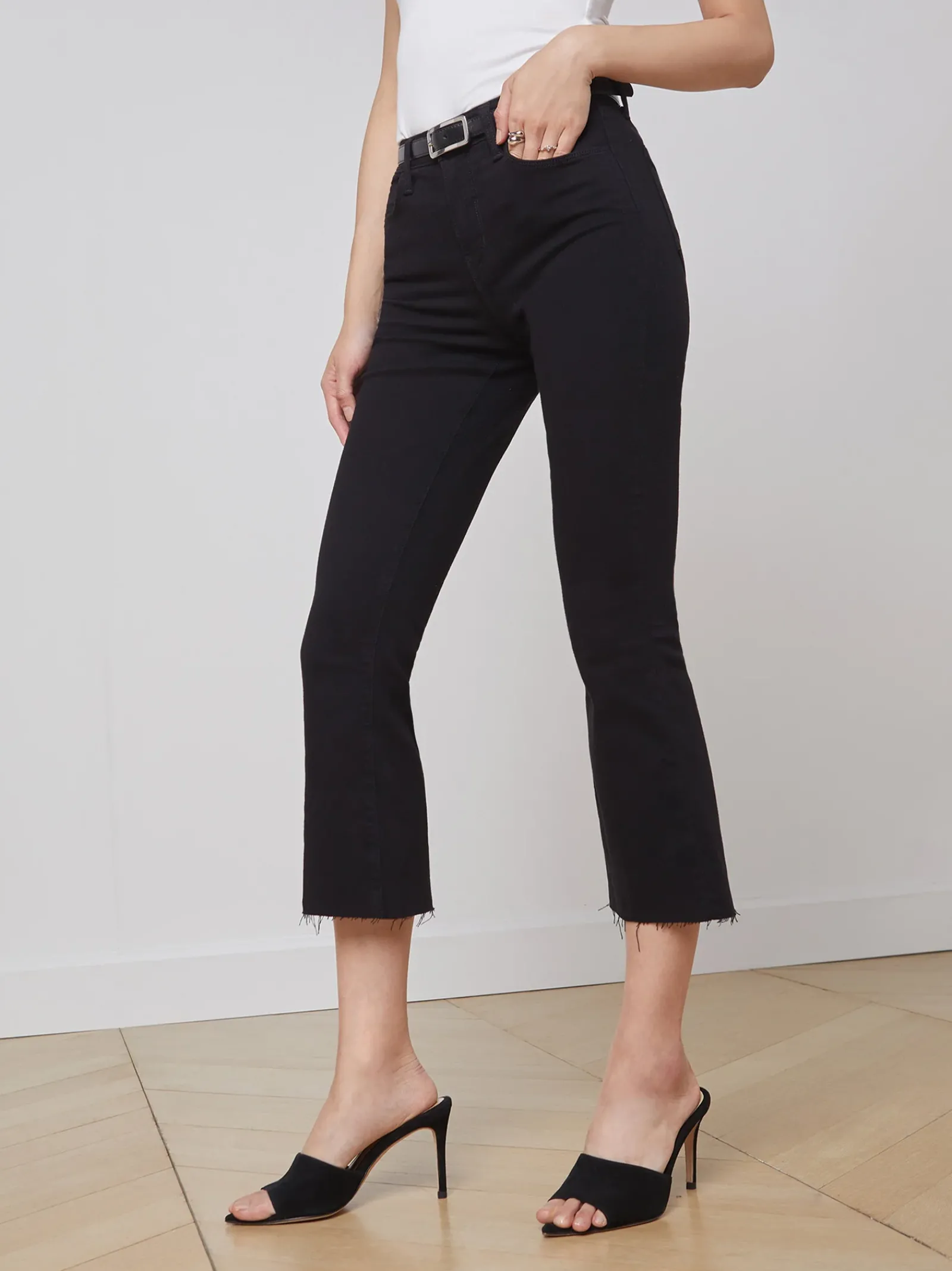 L'AGENCE All Things Black|Petite|Kendra Cropped Flare Jean Black