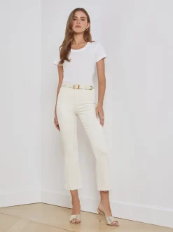 L'AGENCE Nouveau Whites|Petite|Kendra Cropped Flare Jean Vintage White