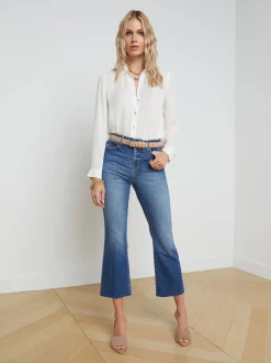 L'AGENCE Petite|Flare & Bootcut|Kendra Cropped Flare Jean Cambridge