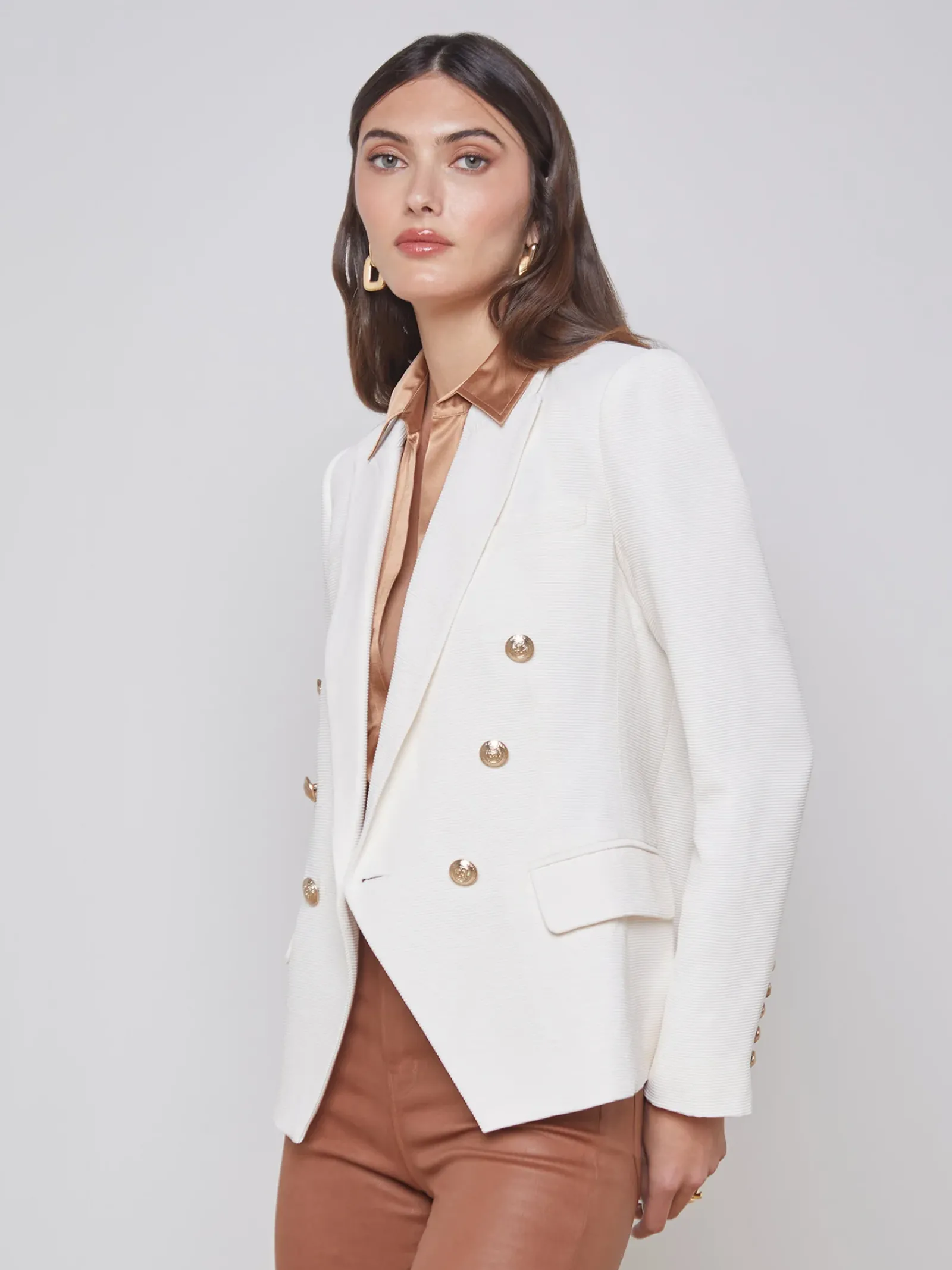 L'AGENCE Nouveau Whites|Blazers & Jackets|Kenzie Blazer Ivory/Pearl Silver