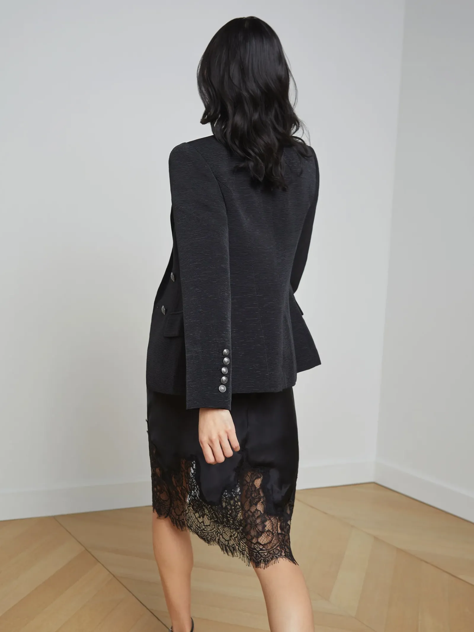 L'AGENCE All Things Black|Maternity|Kenzie Blazer Black/Brushed Gunmetal