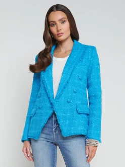 L'AGENCE Spring Collection|Blazers & Jackets|Kenzie Fringe Blazer Caribbean Blue