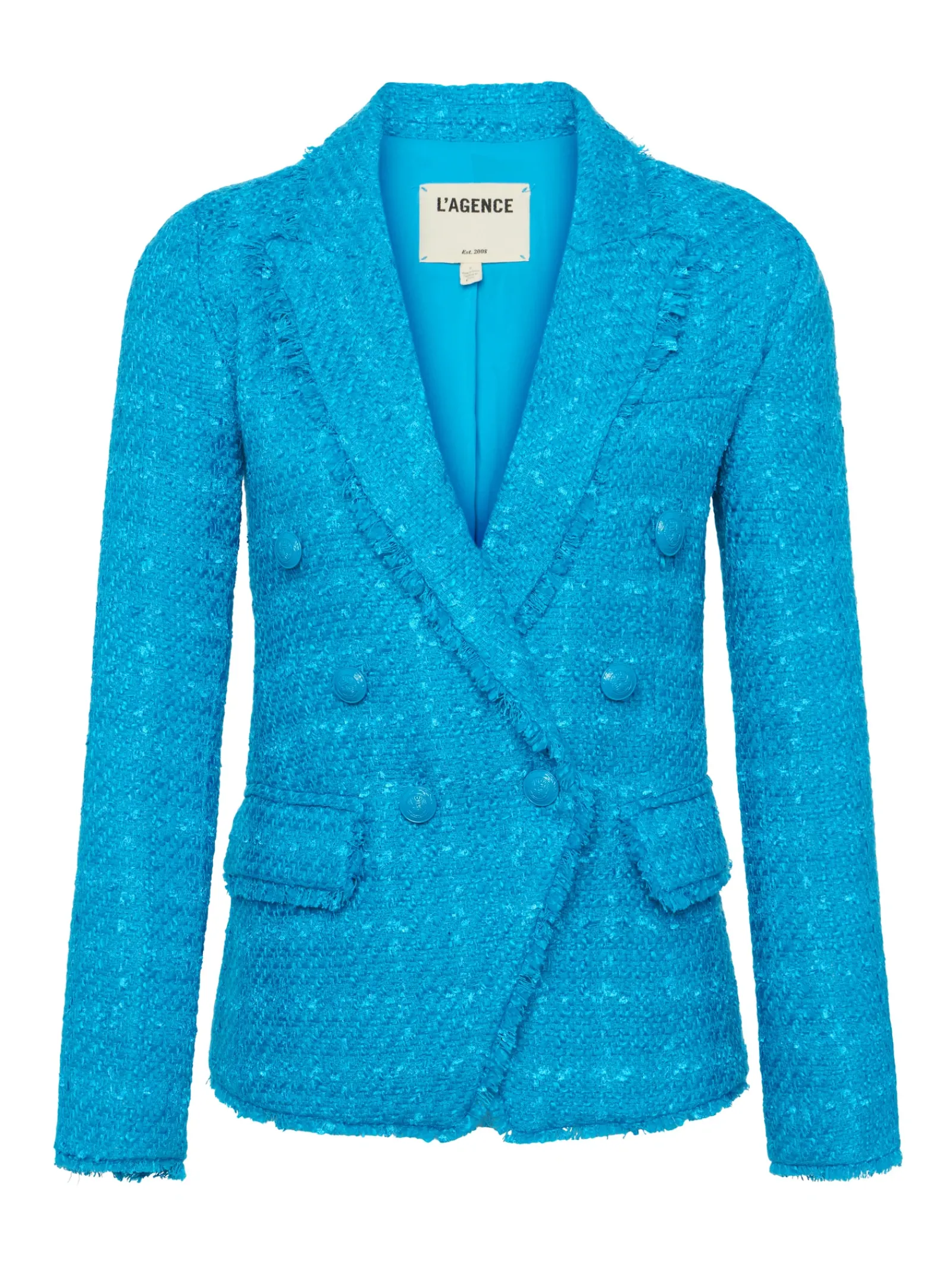 L'AGENCE Spring Collection|Blazers & Jackets|Kenzie Fringe Blazer Caribbean Blue