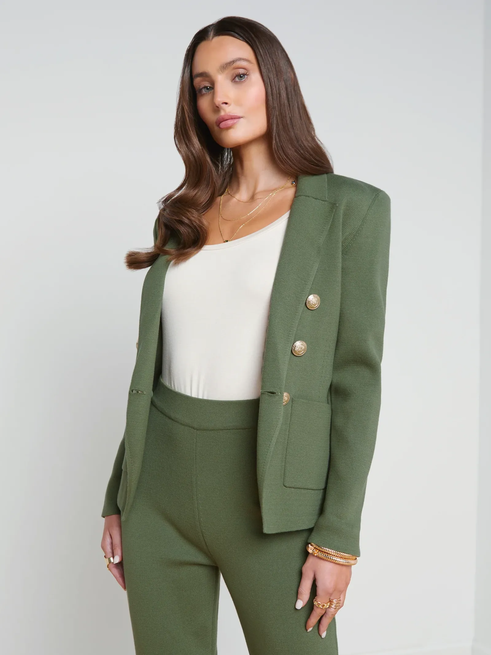 L'AGENCE Sets|Spring Collection|Kenzie Knit Blazer Clover/Gold